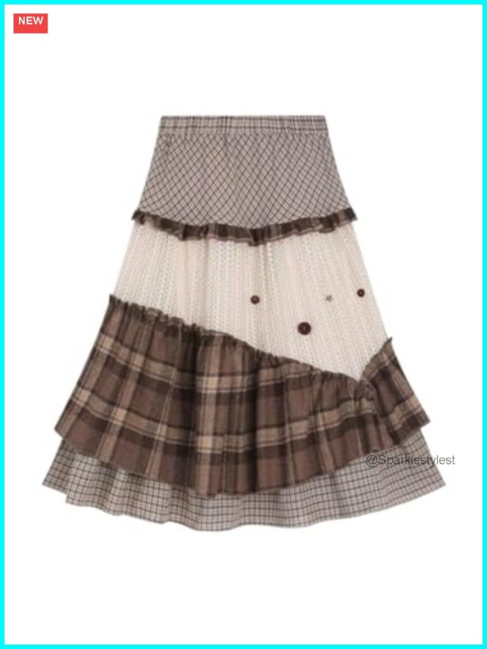 Y2K Patchwork A-Line Maxi Skirt High Waist Retro